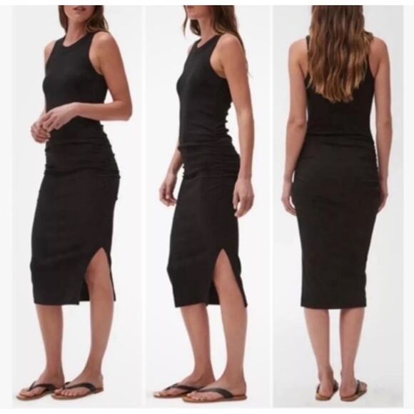 Michael Stars Dresses & Skirts - Michael Stars NWT Wren Ruched Midi Dress Size: L Color: Black